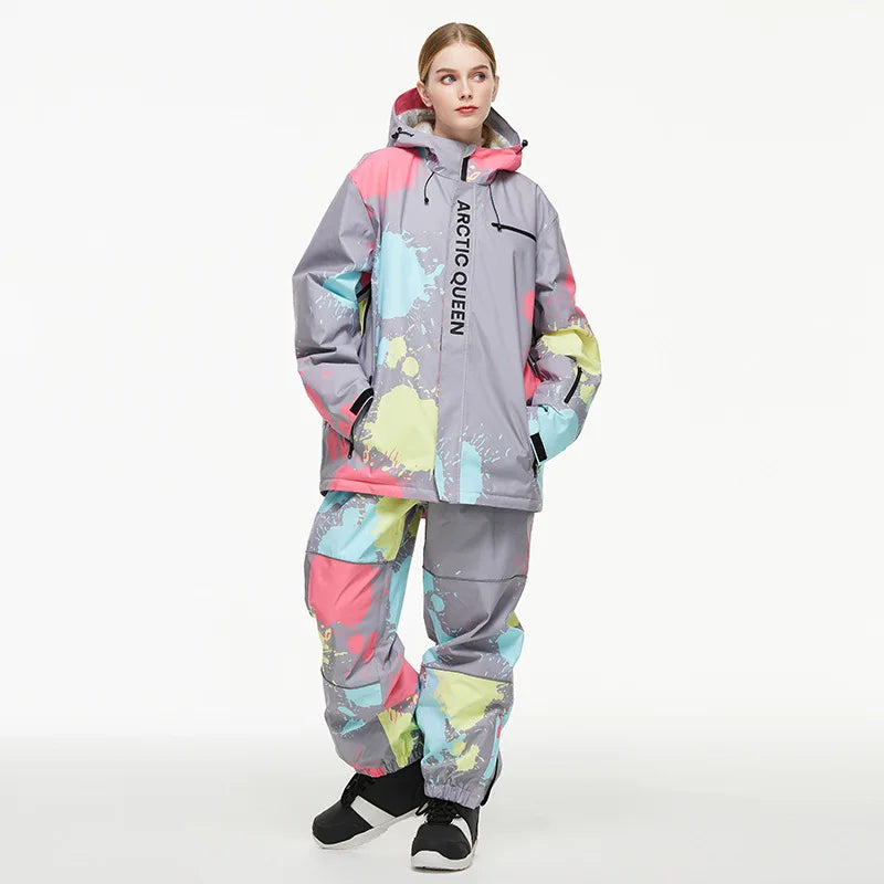Colorful Set, Women s Ski Clothes, Snow Wear Suit Sets, Snowboard Clothing, Winter Costume, Ski Jacket and Strap Pant for Female