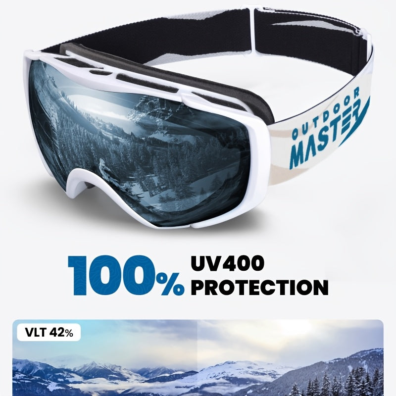 OutdoorMaster Ski Goggles With Cover Snowboard Snow Goggles OTG Anti-Fog, Universal Ski Goggles For Men And Women, OTG Snowboard Goggles/ Snow Goggles, With UV Protection And Anti-fog Function