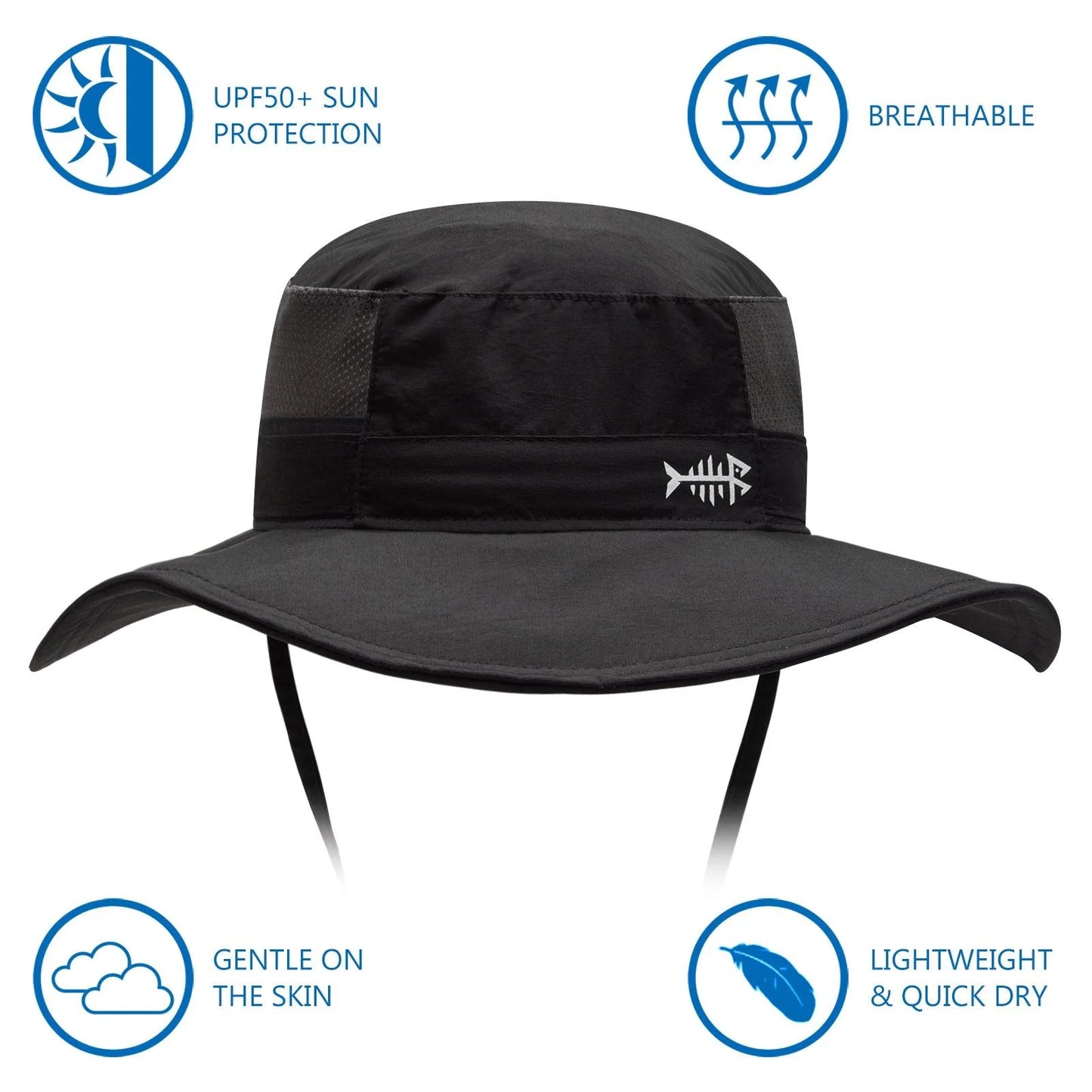 Unisex UPF 50+ Wide Brim Bucket Hat with Detachable Neck Flap