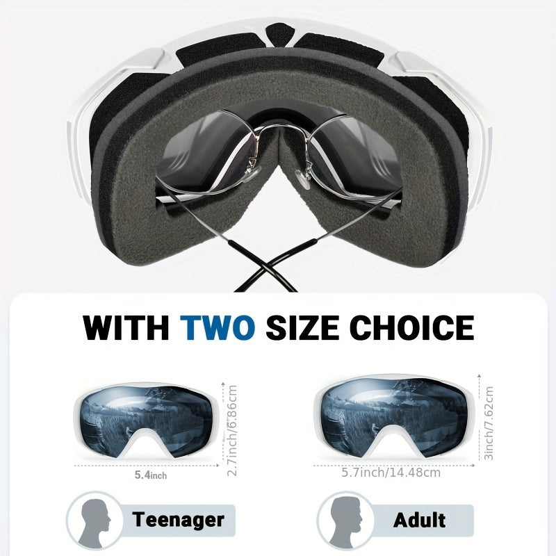 OutdoorMaster Ski Goggles With Cover Snowboard Snow Goggles OTG Anti-Fog, Universal Ski Goggles For Men And Women, OTG Snowboard Goggles/ Snow Goggles, With UV Protection And Anti-fog Function