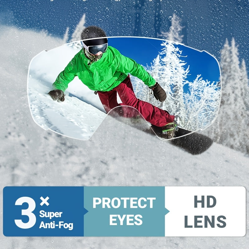 OutdoorMaster Ski Goggles With Cover Snowboard Snow Goggles OTG Anti-Fog, Universal Ski Goggles For Men And Women, OTG Snowboard Goggles/ Snow Goggles, With UV Protection And Anti-fog Function