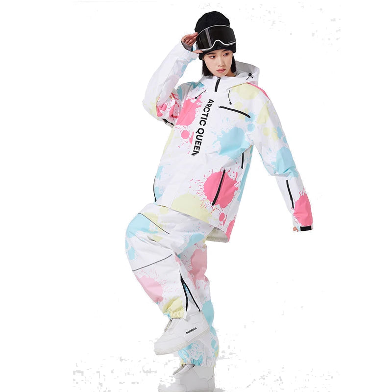 Colorful Set, Women s Ski Clothes, Snow Wear Suit Sets, Snowboard Clothing, Winter Costume, Ski Jacket and Strap Pant for Female