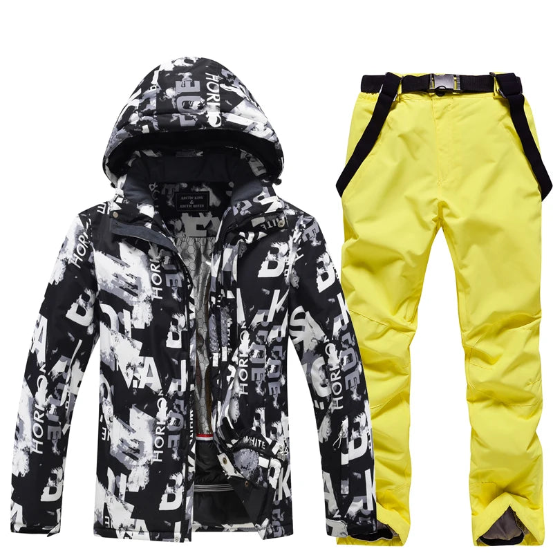 Men's Snow Wear Suit Sets, Snowboarding Suit, Skiing Clothing, Ski Jacket and Bibs Pant, Snowboarding Suit, Winter Outdoor