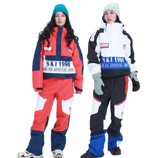 LTVT Men Women Winter Outdoor Windproof Waterproof Warm Ski Jacket+Pants Set Male Female Breathable Skiing Snowboarding Suit