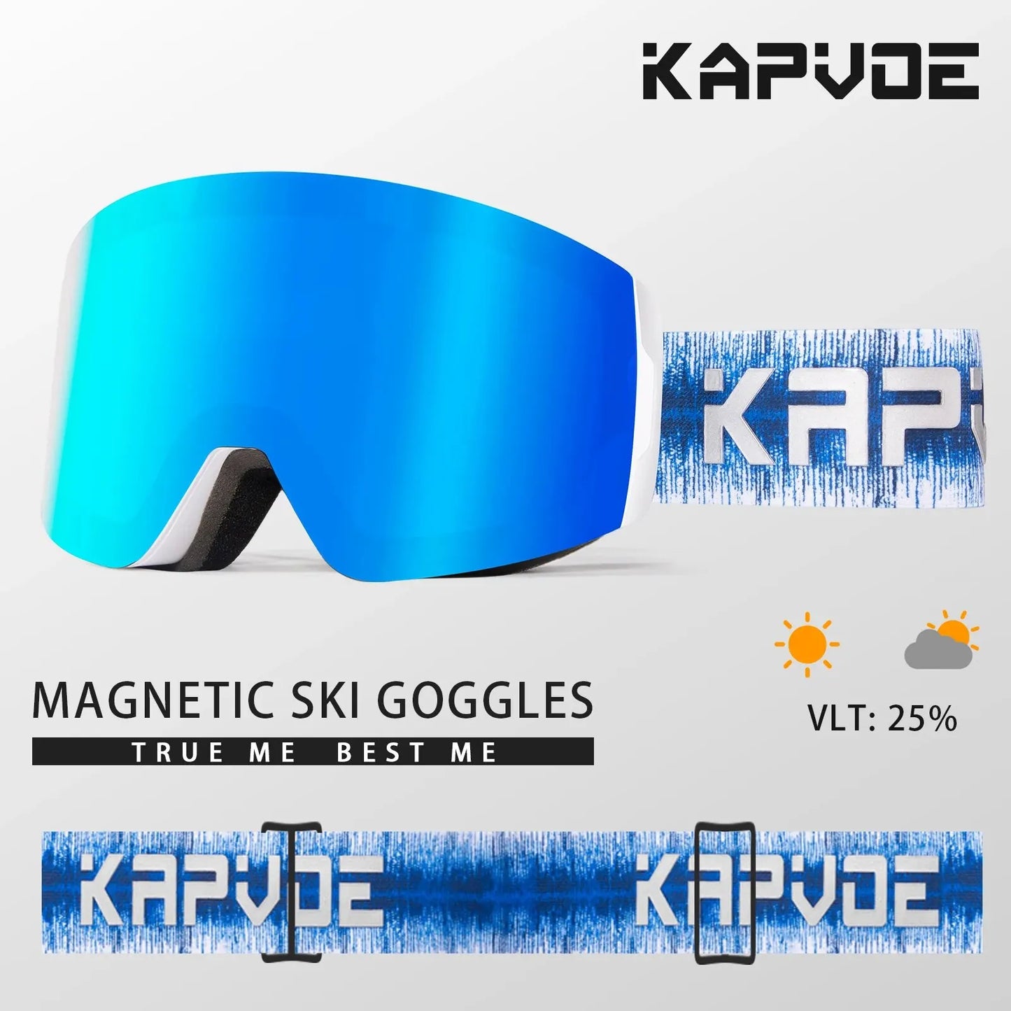 Kapvoe Ski Goggles Double Layers Anti-fog UV400 Snowboard Snow Goggles Snowmobile Glasses Eyewear Outdoor Sport Skiing
