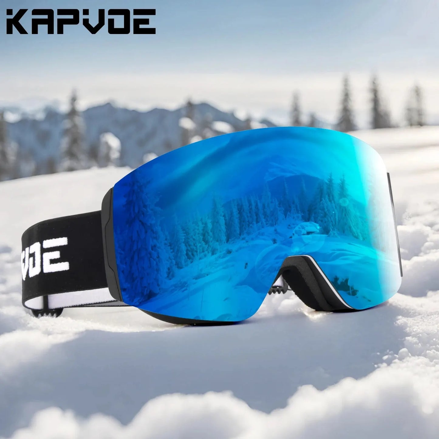 Kapvoe Ski Goggles Double Layers Anti-fog UV400 Snowboard Snow Goggles Snowmobile Glasses Eyewear Outdoor Sport Skiing