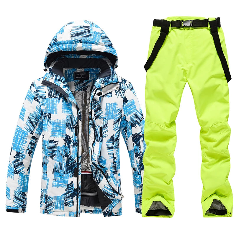 Men's Snow Wear Suit Sets, Snowboarding Suit, Skiing Clothing, Ski Jacket and Bibs Pant, Snowboarding Suit, Winter Outdoor