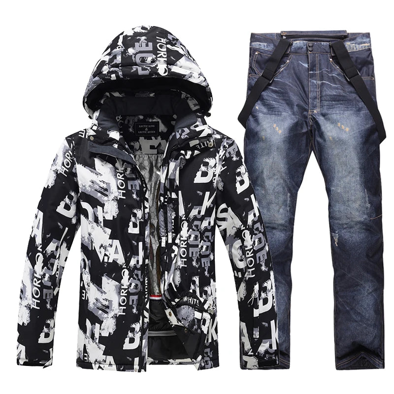 Men's Snow Wear Suit Sets, Snowboarding Suit, Skiing Clothing, Ski Jacket and Bibs Pant, Snowboarding Suit, Winter Outdoor