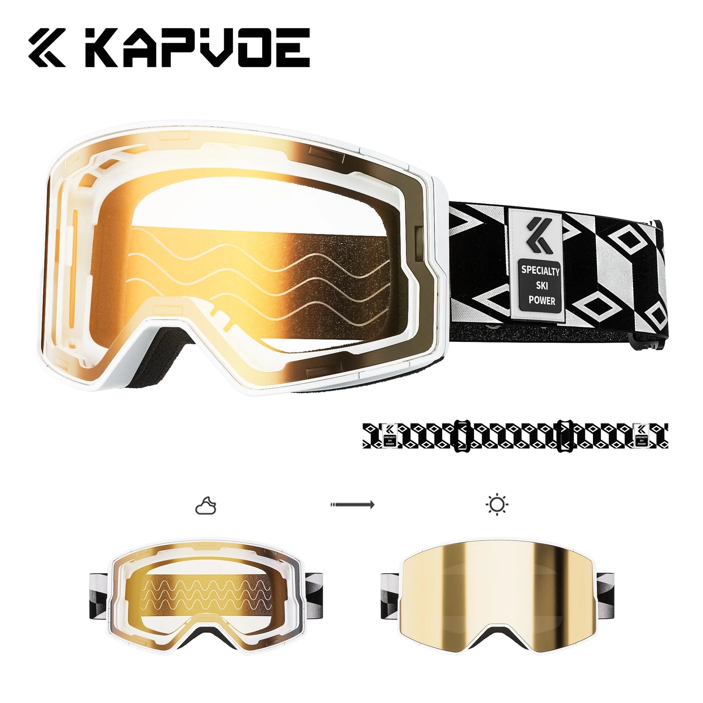 Kapvoe Men Photochromic Snow Goggles Ski Goggles Snowboard Anti-Fog Mask for Women UV400 Protection Glasses Snowmobile Winter