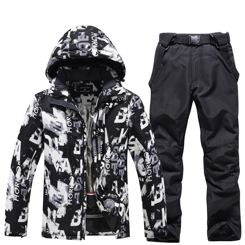 Men's Snow Wear Suit Sets, Snowboarding Suit, Skiing Clothing, Ski Jacket and Bibs Pant, Snowboarding Suit, Winter Outdoor