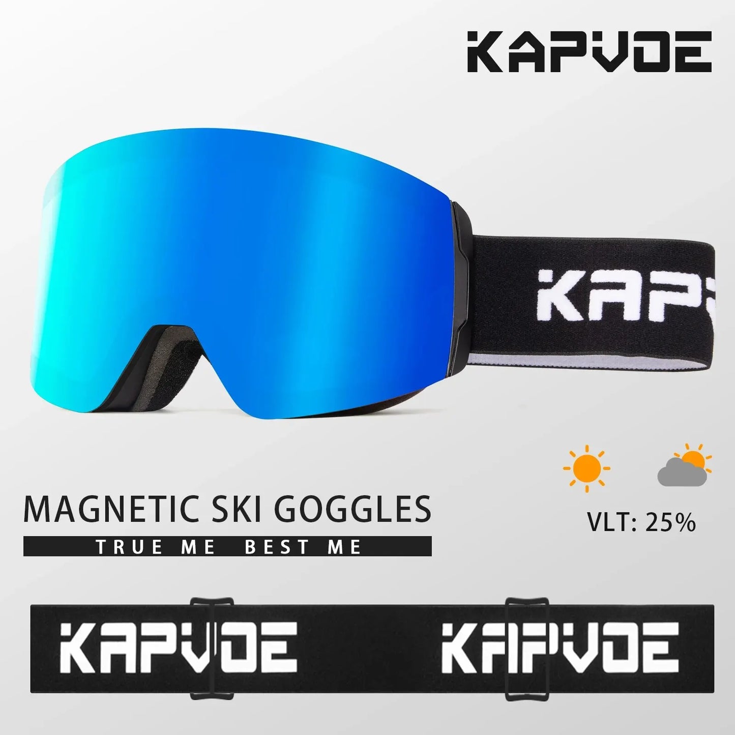 Kapvoe Ski Goggles Double Layers Anti-fog UV400 Snowboard Snow Goggles Snowmobile Glasses Eyewear Outdoor Sport Skiing