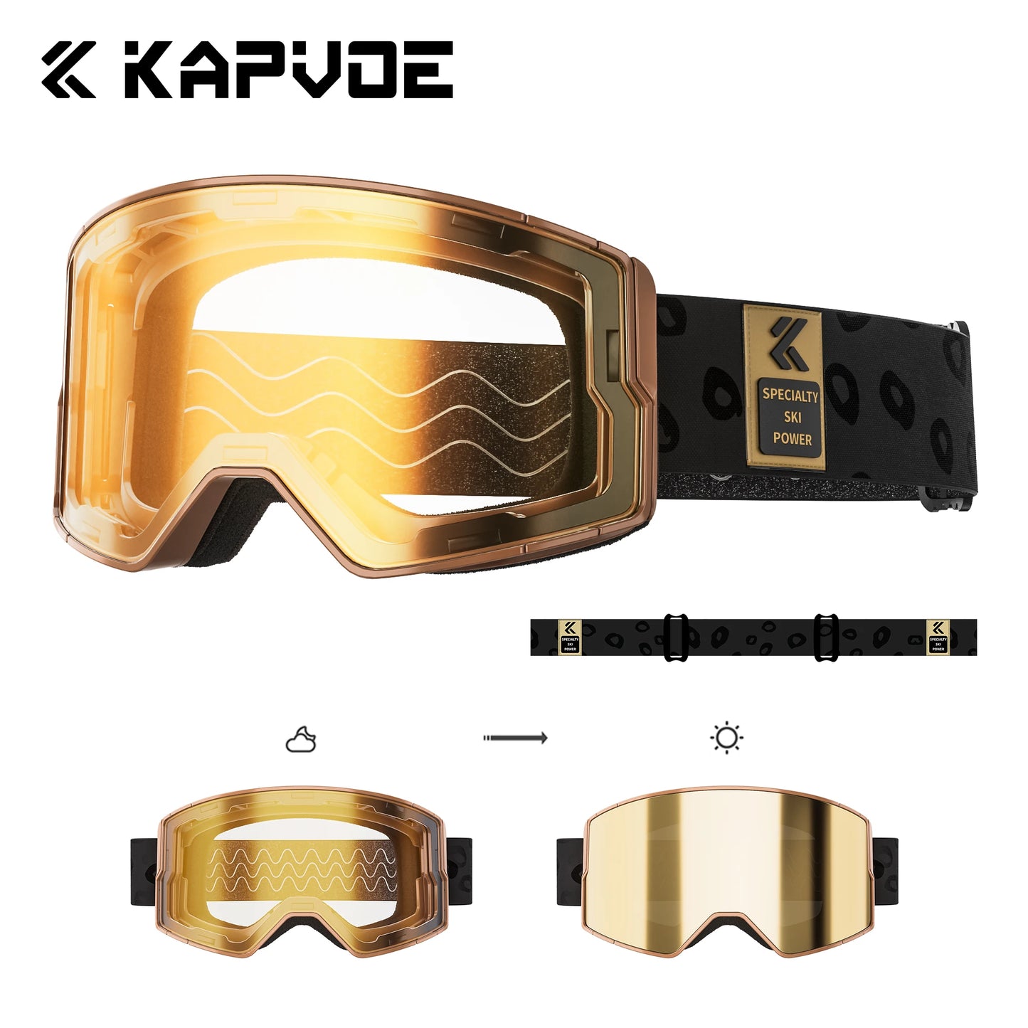 Kapvoe Men Photochromic Snow Goggles Ski Goggles Snowboard Anti-Fog Mask for Women UV400 Protection Glasses Snowmobile Winter