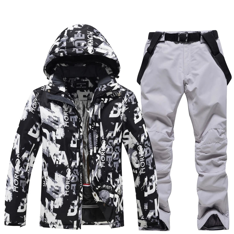 Men's Snow Wear Suit Sets, Snowboarding Suit, Skiing Clothing, Ski Jacket and Bibs Pant, Snowboarding Suit, Winter Outdoor
