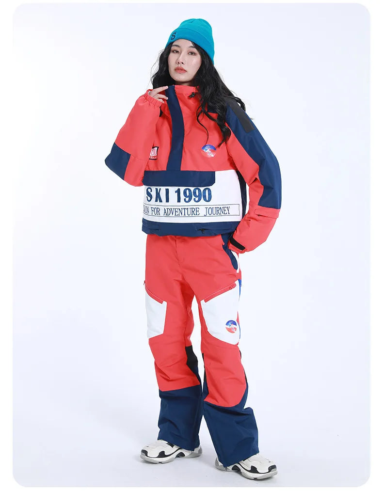 LTVT Men Women Winter Outdoor Windproof Waterproof Warm Ski Jacket+Pants Set Male Female Breathable Skiing Snowboarding Suit