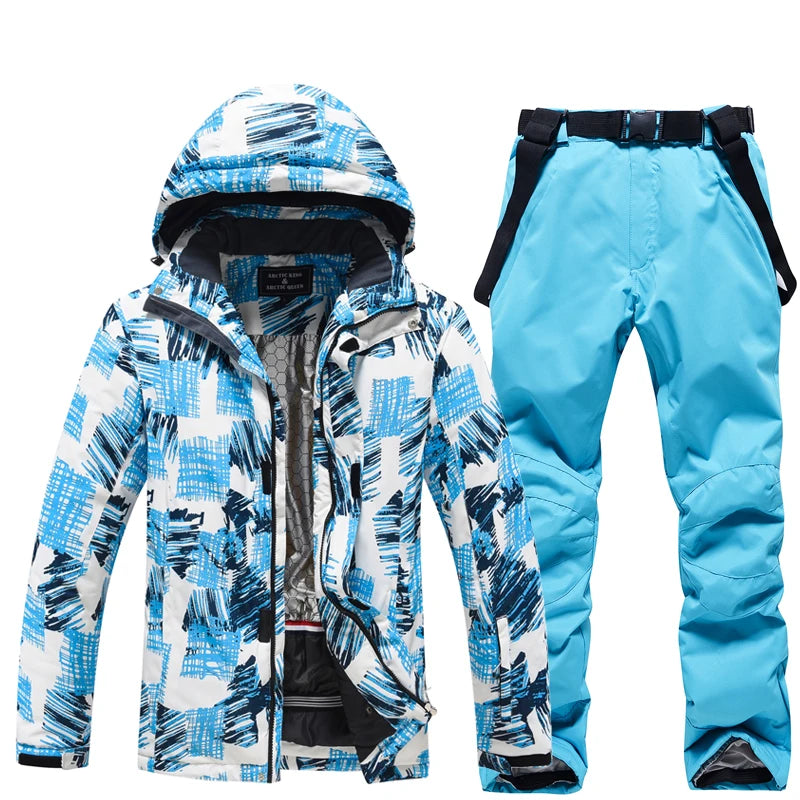 Men's Snow Wear Suit Sets, Snowboarding Suit, Skiing Clothing, Ski Jacket and Bibs Pant, Snowboarding Suit, Winter Outdoor