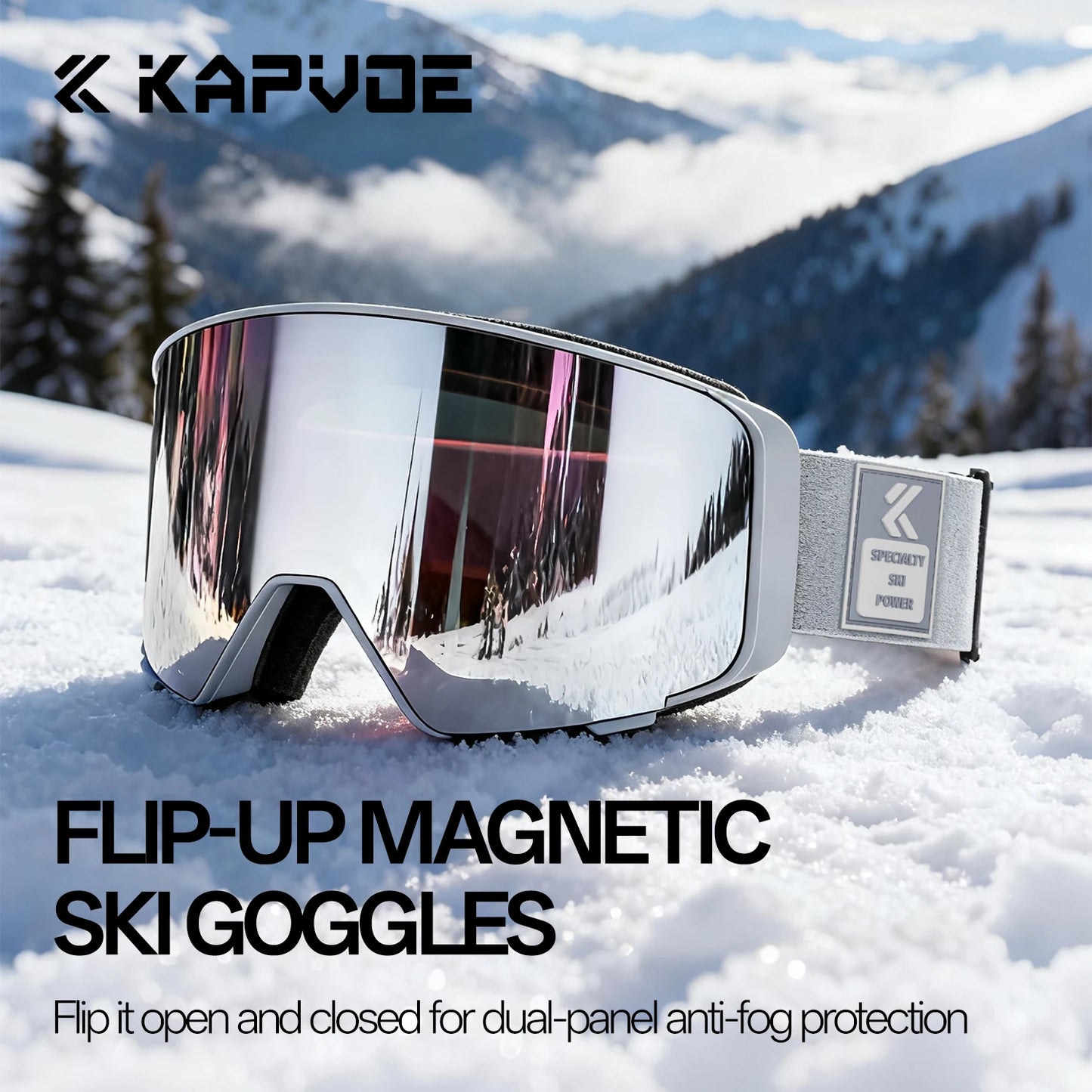 Kapvoe Photochromic Snow Goggles Men Ski Goggles Snowboard Mask for Women UV400 Protection Glasses Snowmobile Winter