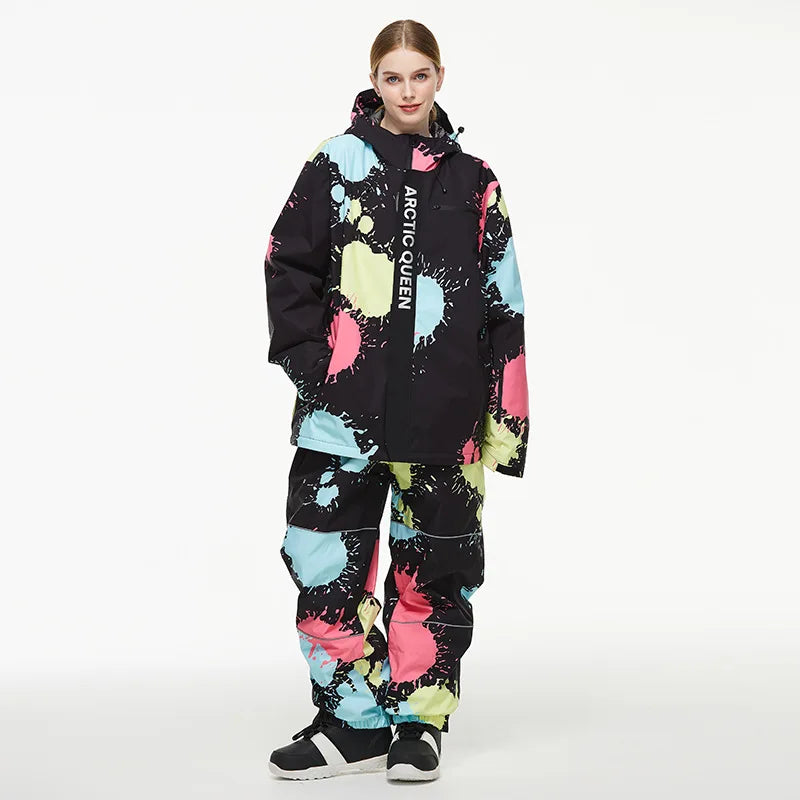 Colorful Set, Women s Ski Clothes, Snow Wear Suit Sets, Snowboard Clothing, Winter Costume, Ski Jacket and Strap Pant for Female