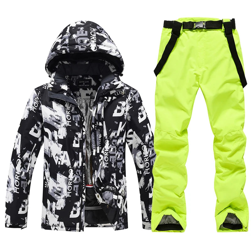 Men's Snow Wear Suit Sets, Snowboarding Suit, Skiing Clothing, Ski Jacket and Bibs Pant, Snowboarding Suit, Winter Outdoor