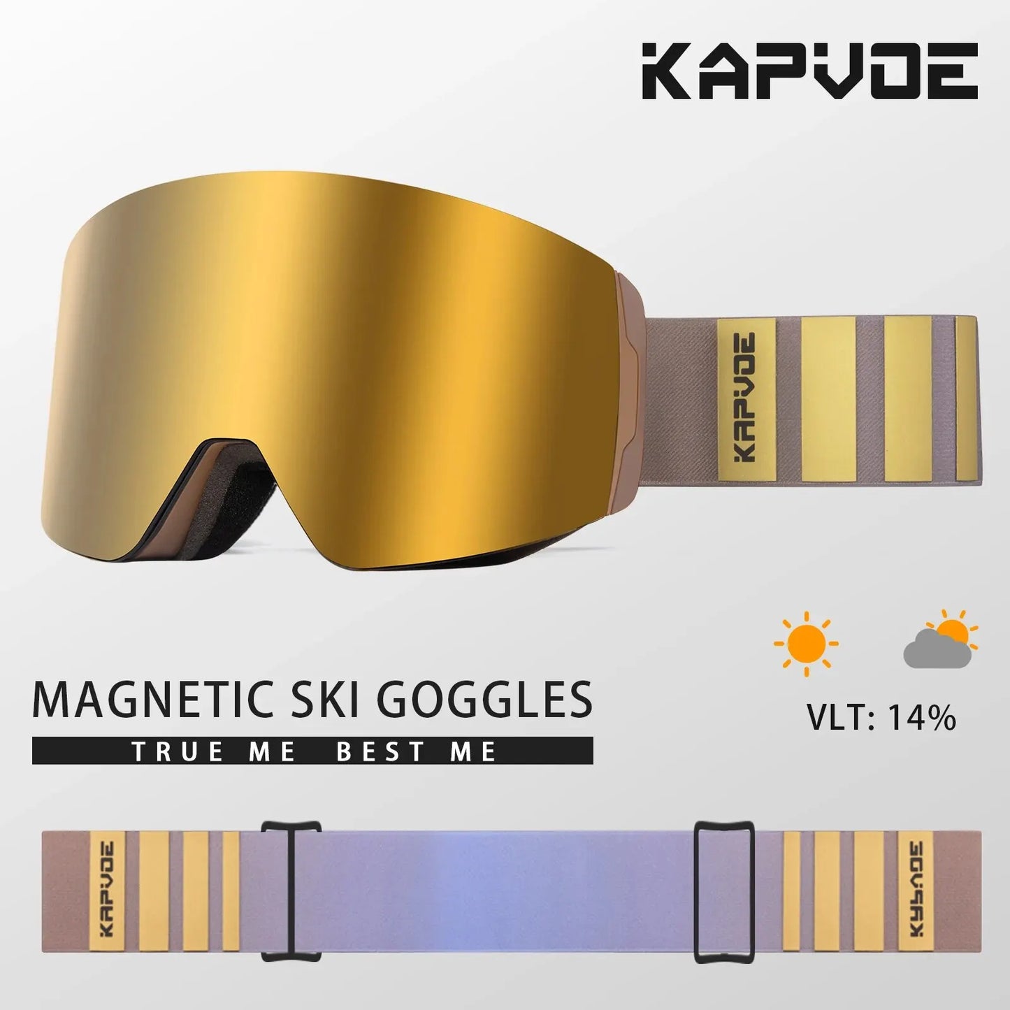 Kapvoe Ski Goggles Double Layers Anti-fog UV400 Snowboard Snow Goggles Snowmobile Glasses Eyewear Outdoor Sport Skiing