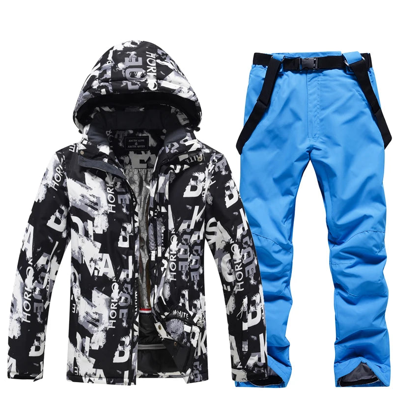 Men's Snow Wear Suit Sets, Snowboarding Suit, Skiing Clothing, Ski Jacket and Bibs Pant, Snowboarding Suit, Winter Outdoor