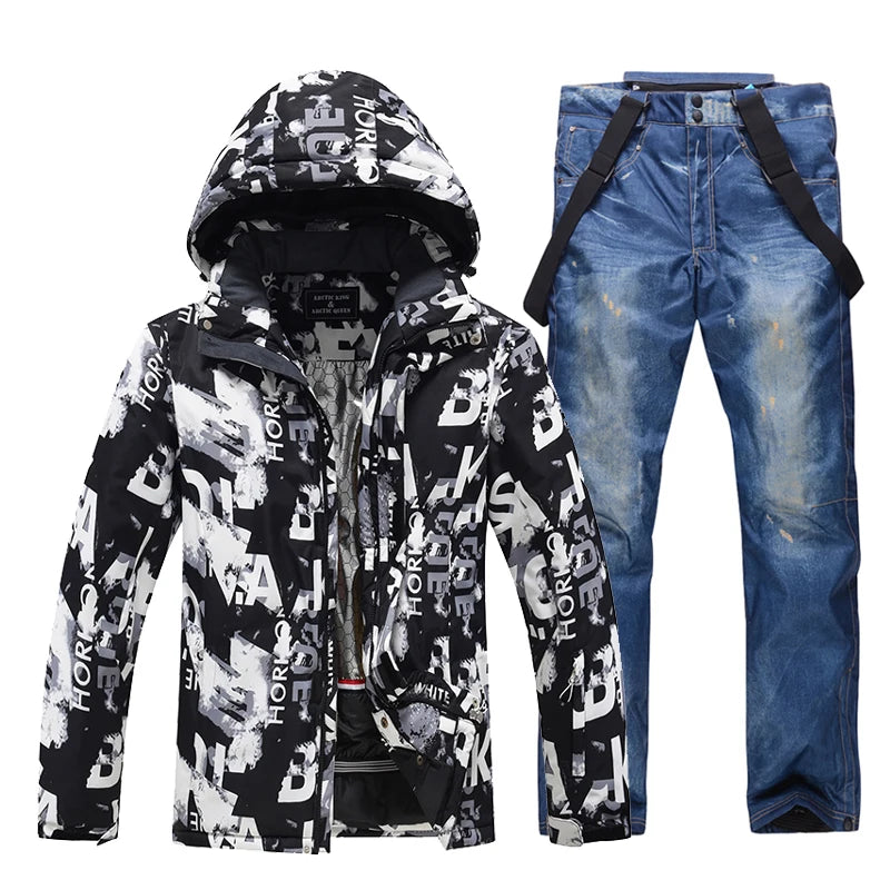 Men's Snow Wear Suit Sets, Snowboarding Suit, Skiing Clothing, Ski Jacket and Bibs Pant, Snowboarding Suit, Winter Outdoor