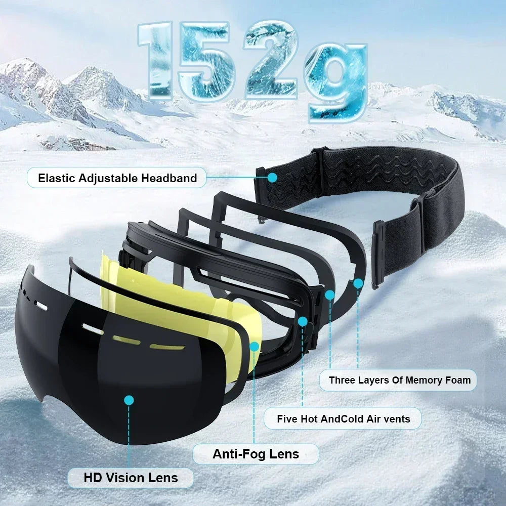 Ski Goggles Double Layers Anti-fog Adult Snowboard Snow Goggles Snowmobile Glasses Eyewear Winter Outdoor Ski Glasses