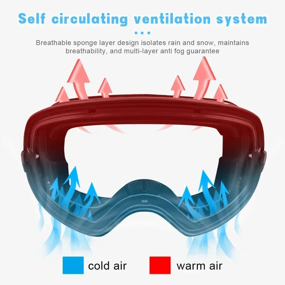 Ski Goggles Double Layers Anti-fog Adult Snowboard Snow Goggles Snowmobile Glasses Eyewear Winter Outdoor Ski Glasses