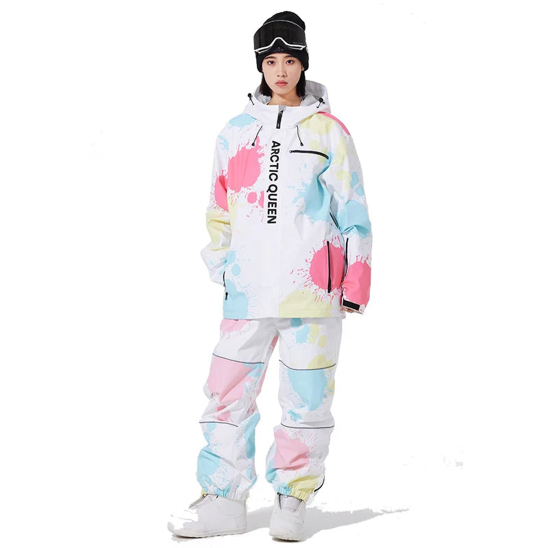 Colorful Set, Women s Ski Clothes, Snow Wear Suit Sets, Snowboard Clothing, Winter Costume, Ski Jacket and Strap Pant for Female