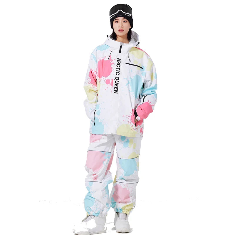 Colorful Set, Women s Ski Clothes, Snow Wear Suit Sets, Snowboard Clothing, Winter Costume, Ski Jacket and Strap Pant for Female